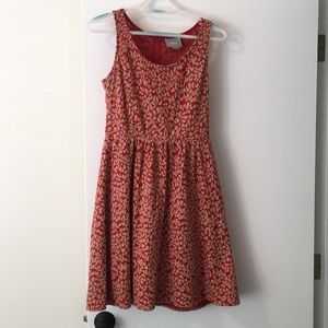 Anthropologie red cheetah print dress